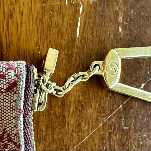 Vintage Louis Vuitton Keychain with leather trim.Red/Burgundy - Picture 3 of 6